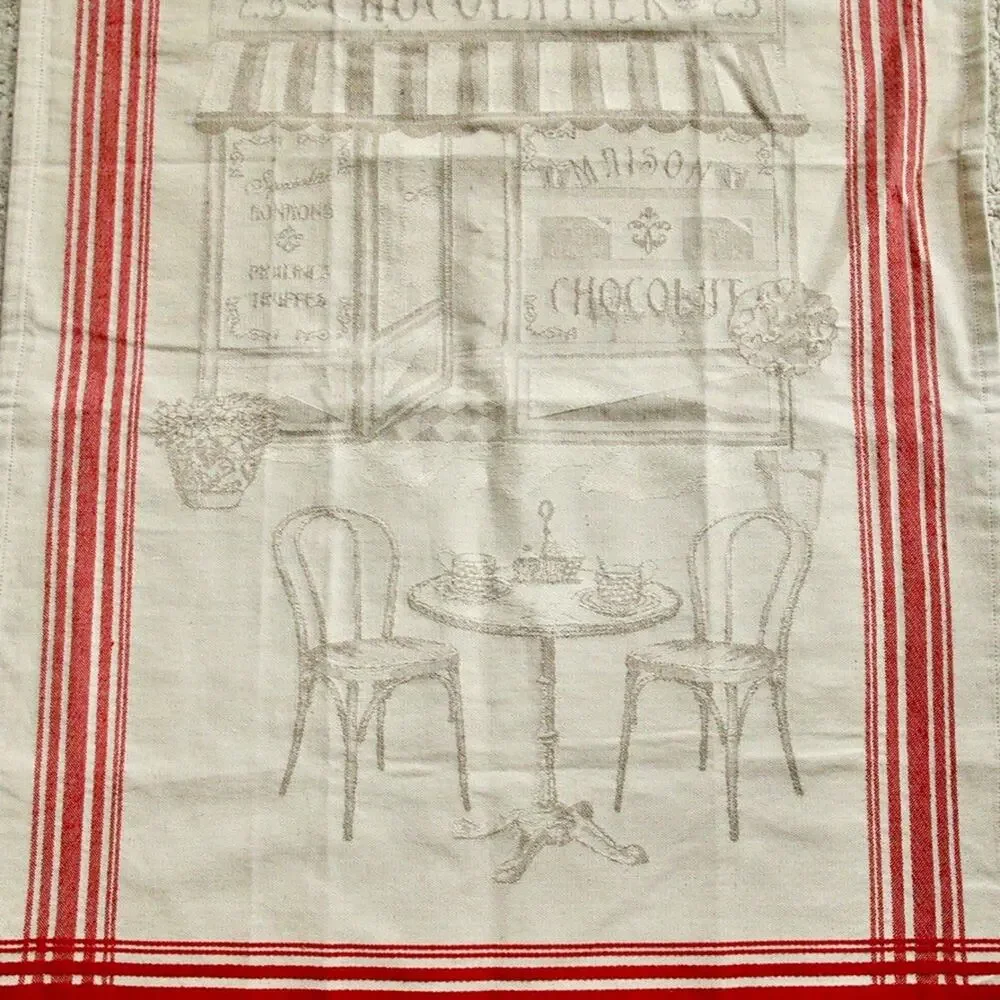 Tissus Toselli French Jacquard Tea Towel “Chocolatier” Café Design Cotton France